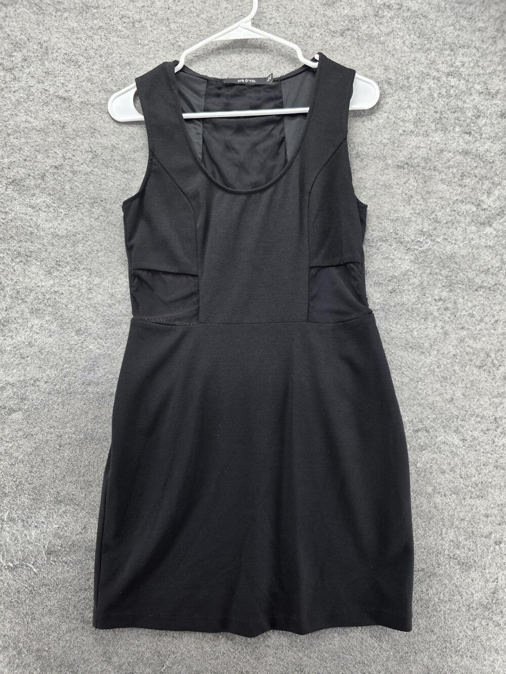Ark & Co. Dress Womens L Black Sheath Pencil Knee Length Scoop Neck Lined